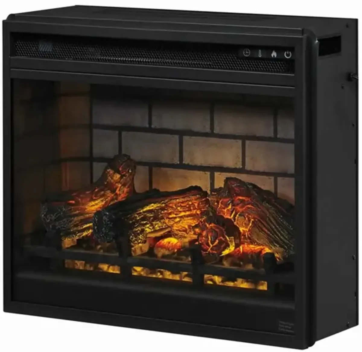 23.75 Inch Metal Fireplace Inset with 7 Level Temperature Setting, Black - Benzara