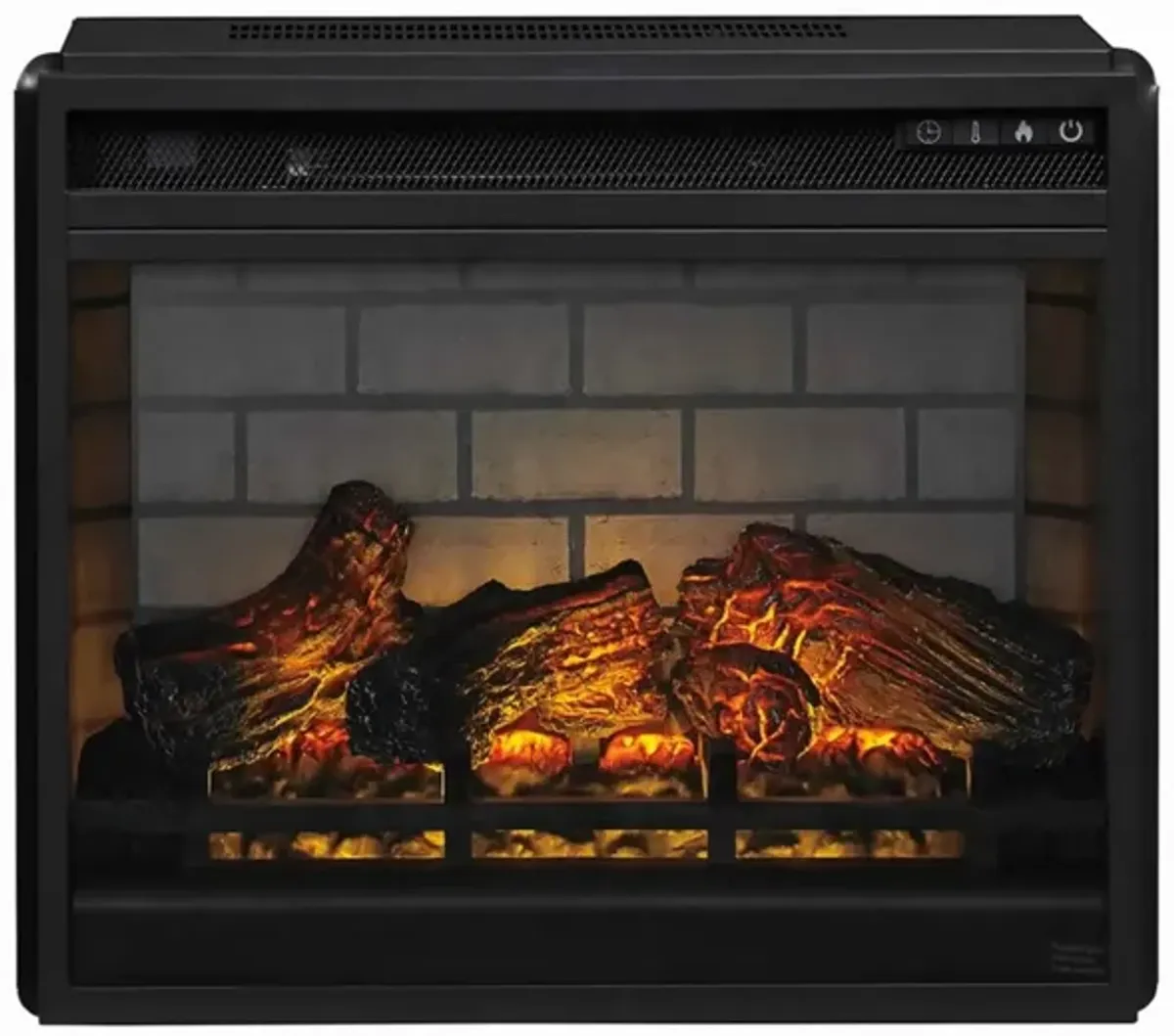 23.75 Inch Metal Fireplace Inset with 7 Level Temperature Setting, Black - Benzara