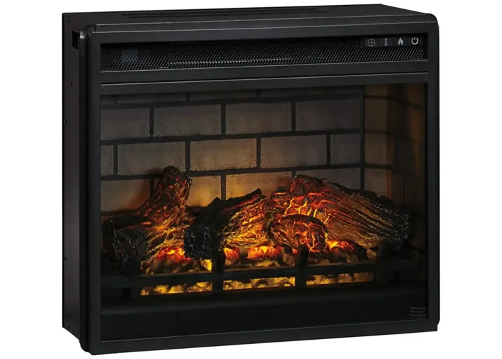 23.75 Inch Metal Fireplace Inset with 7 Level Temperature Setting, Black - Benzara