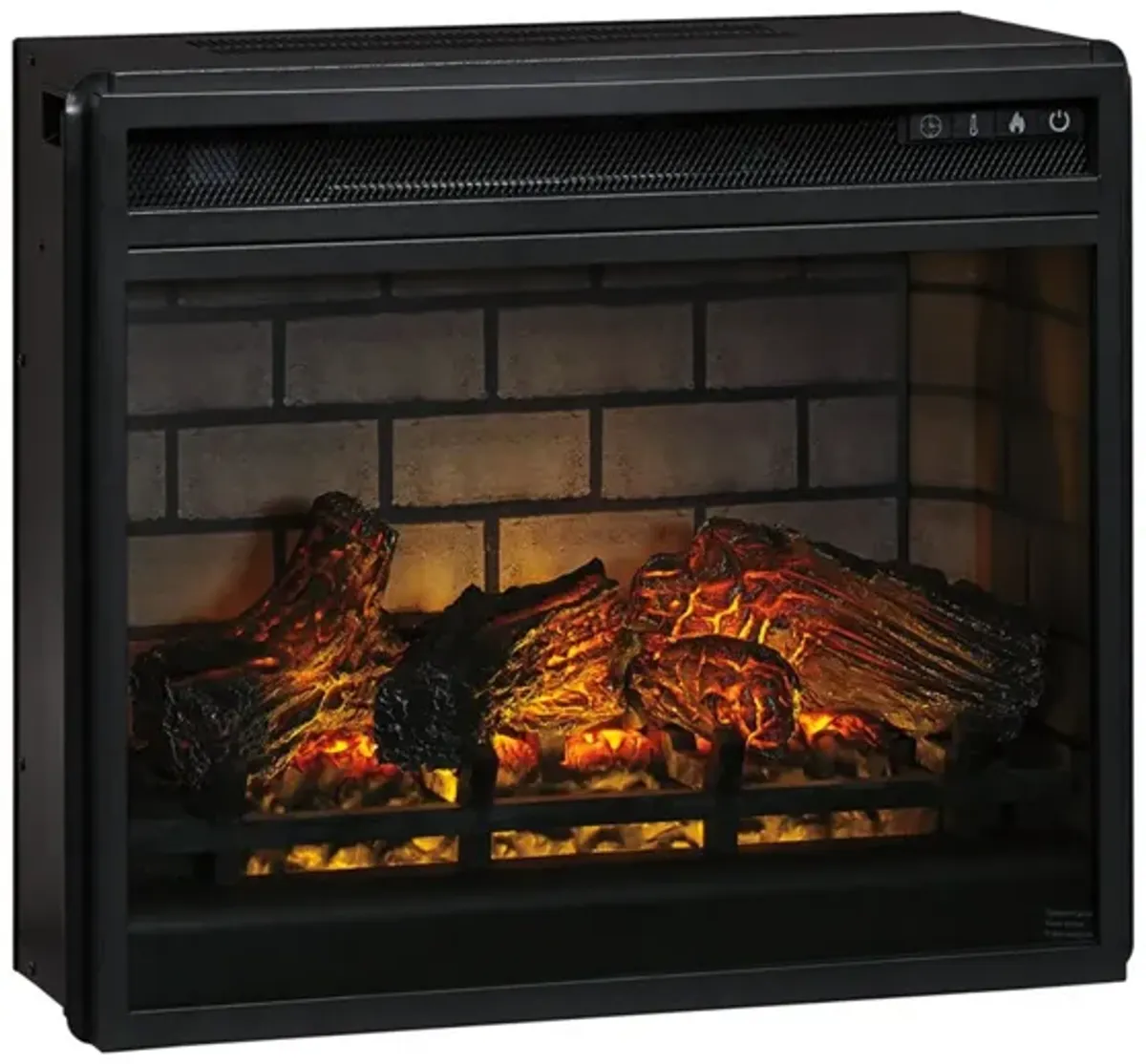 23.75 Inch Metal Fireplace Inset with 7 Level Temperature Setting, Black - Benzara