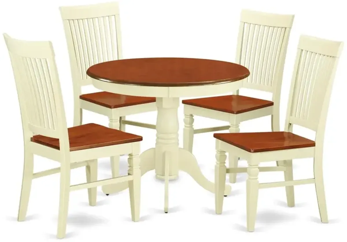 Dining Room Set Buttermilk & Cherry, ANWE5-BMK-W