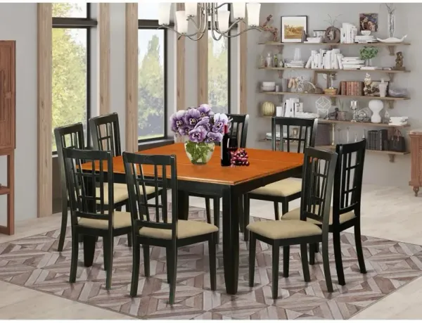 9 PC Dining room set-Dining Table and 8 Wood Dining Chairs