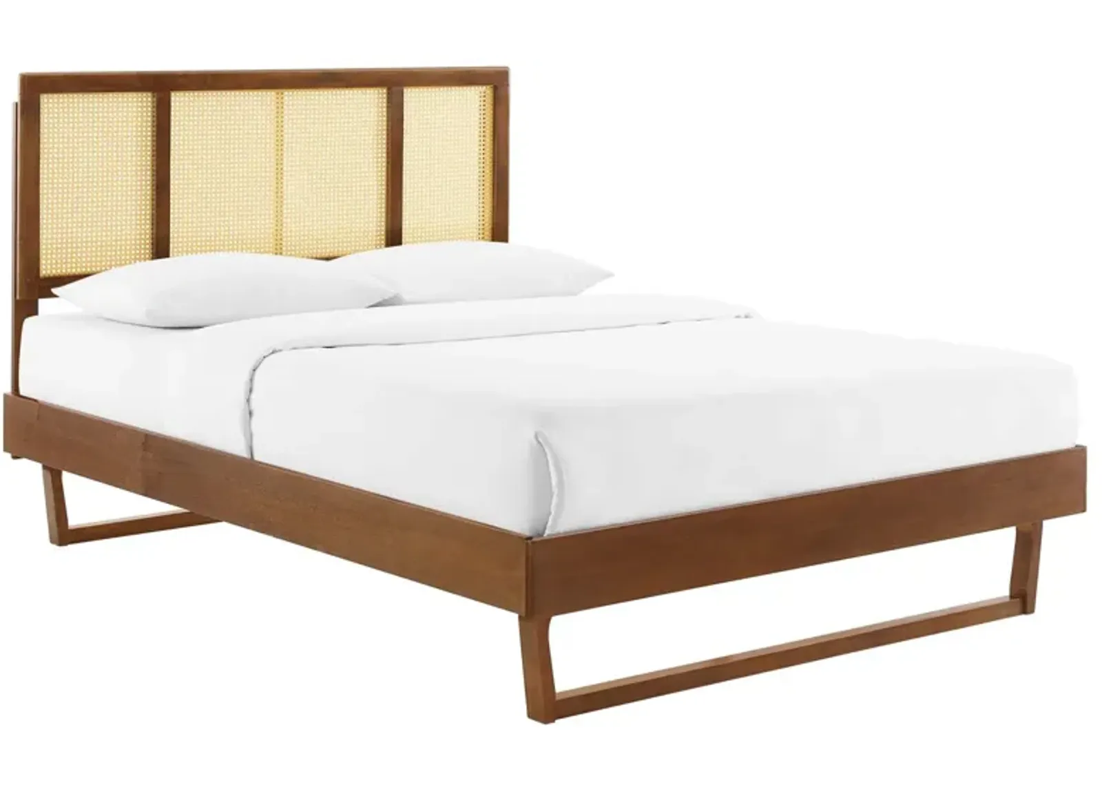 Modway - Kelsea Cane and Wood Queen Platform Bed with Angular Legs