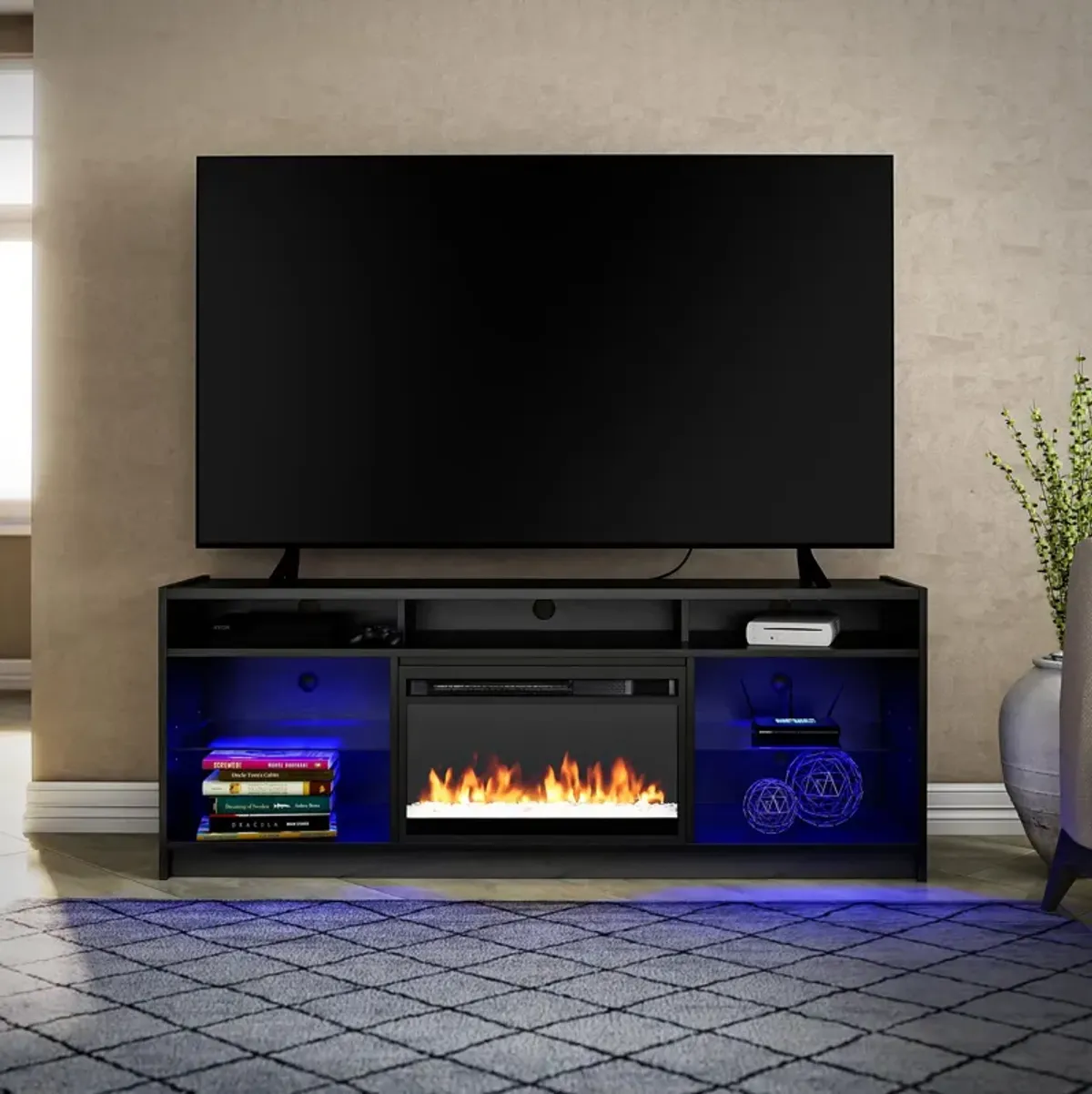 Ameriwood Home Terrene Fireplace Space Heater TV Stand for TVs up to 65"