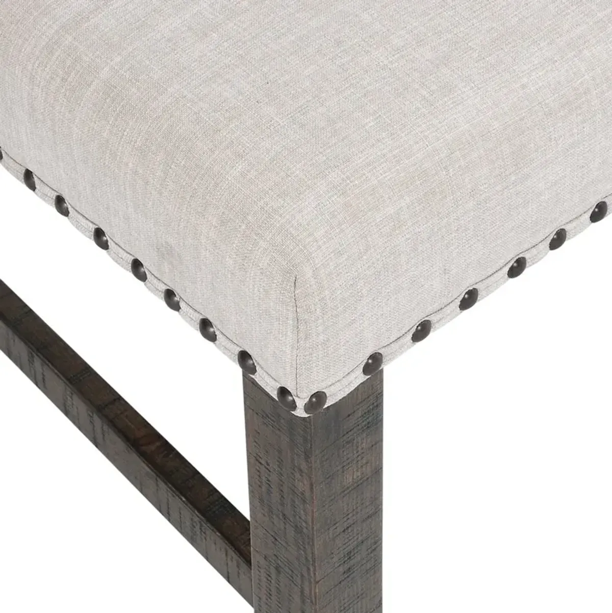 Jofran Willow Creek Distressed Solid Wood Upholstered Dining Bench