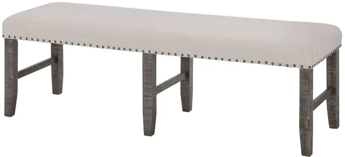 Jofran Willow Creek Distressed Solid Wood Upholstered Dining Bench