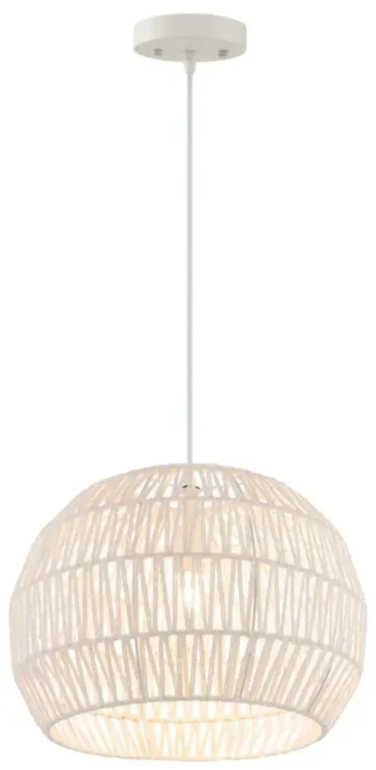 Hivvago Round Farmhouse Rattan Pendant Lights with Adjustable Hanging Rope-Beigea