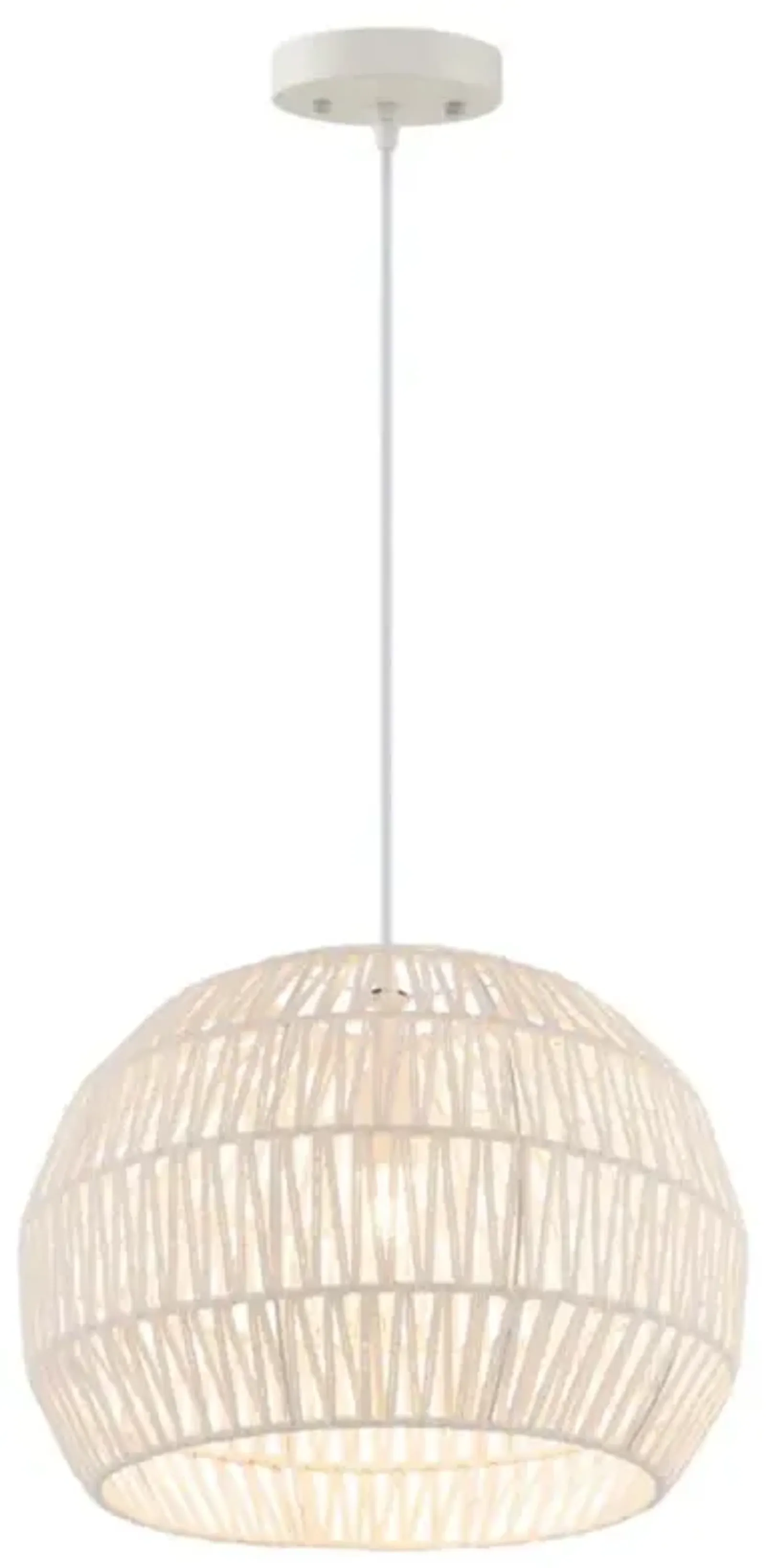 Hivvago Round Farmhouse Rattan Pendant Lights with Adjustable Hanging Rope-Beigea