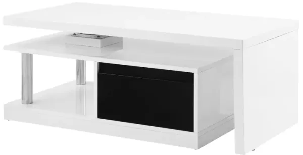Buck II Coffee Table with Swivel Top In White & Black High Gloss Finish