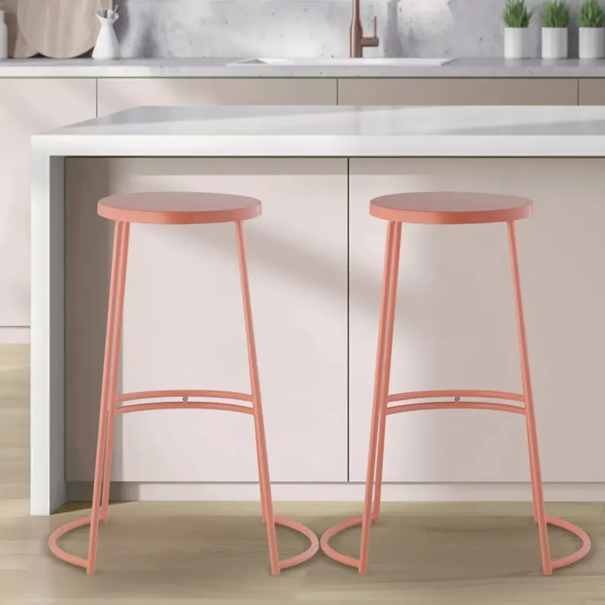 Hula 28.75" Modern Designer Iron Curved Backless Bar Stool