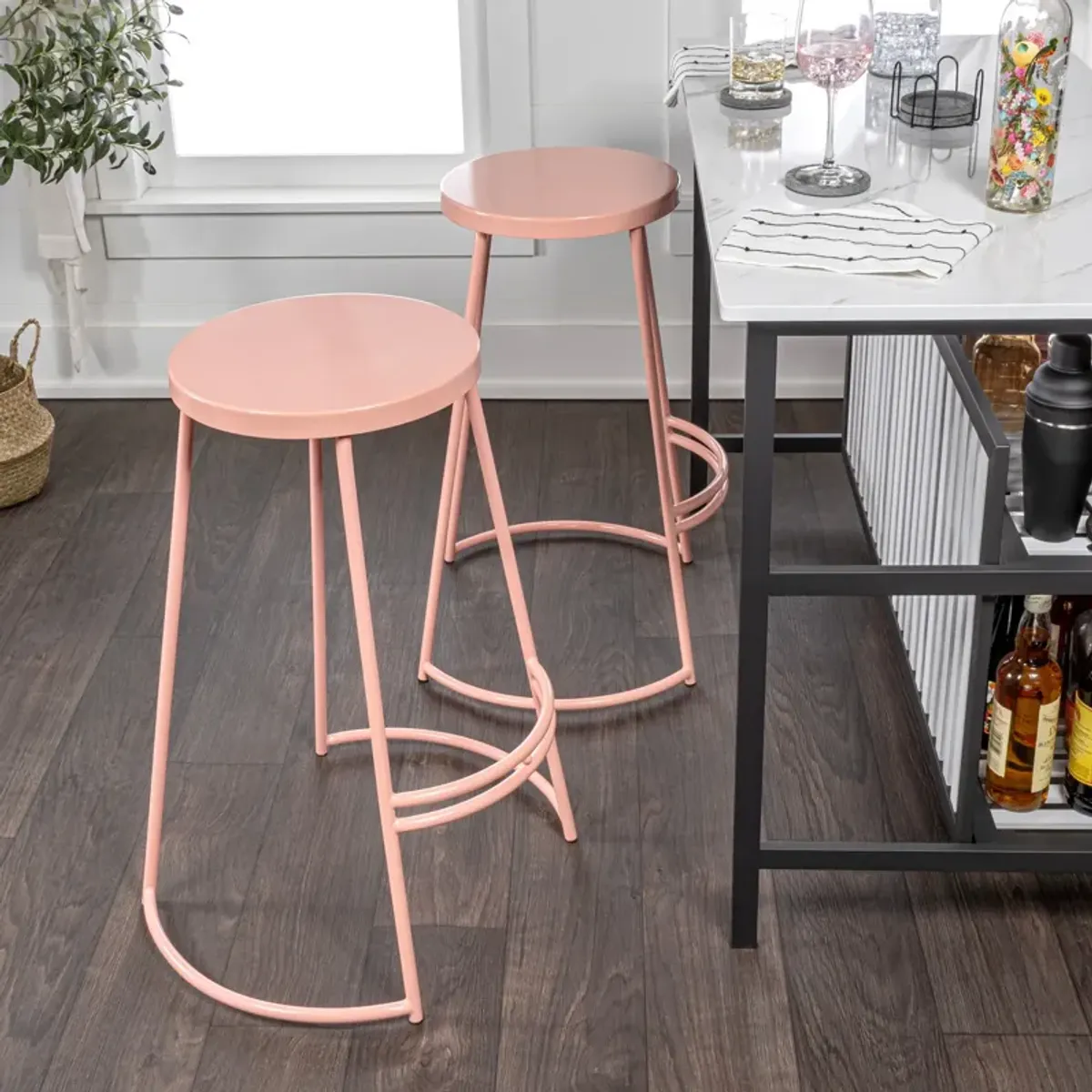 Hula 28.75" Modern Designer Iron Curved Backless Bar Stool