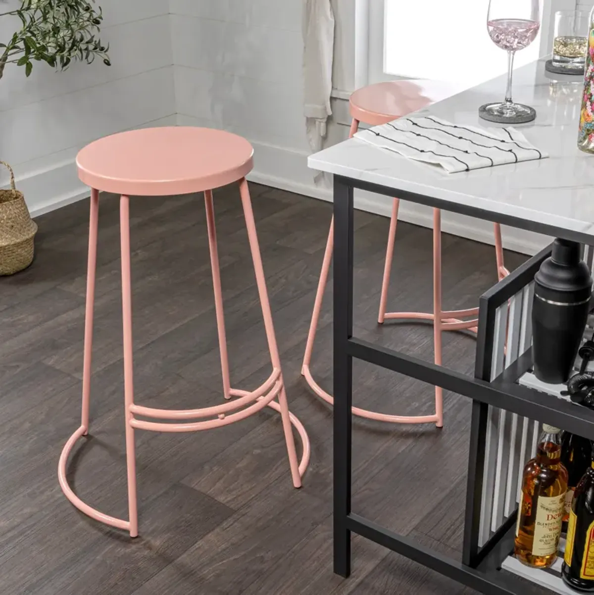 Hula 28.75" Modern Designer Iron Curved Backless Bar Stool