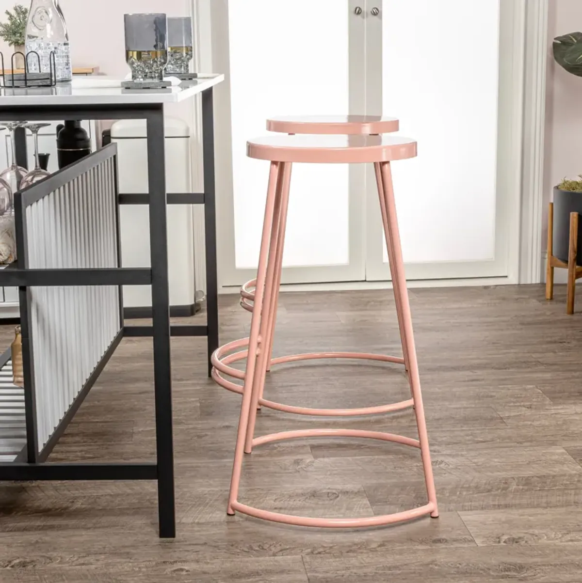 Hula 28.75" Modern Designer Iron Curved Backless Bar Stool