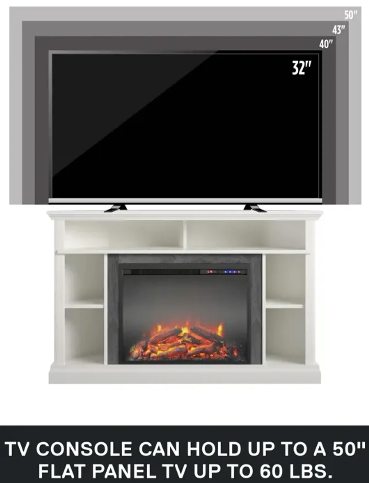 Ameriwood Home Overland Electric Corner Fireplace Space Heater for TVs up to 50"