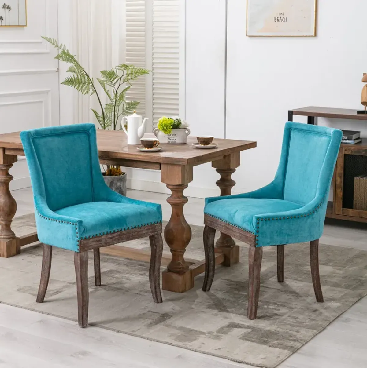 Ultra Side Dining Chair, Thickened Fabric Chairs With Neutrally Toned Solid Wood