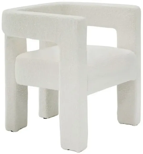 26 Inch Dining Chair, Cushioned Seat, Square Open Back, White Upholstery - Benzara