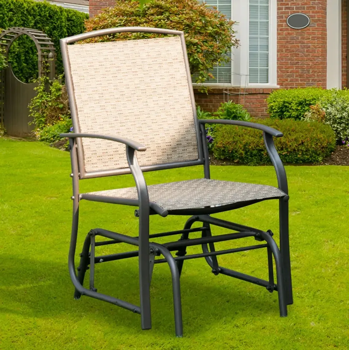 Steel Frame Garden Swing Single Glider Chair Rocking Seating