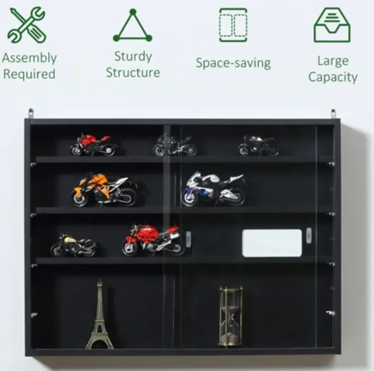 Modern Display Cabinet with Glass Shelves for Living Room or Office