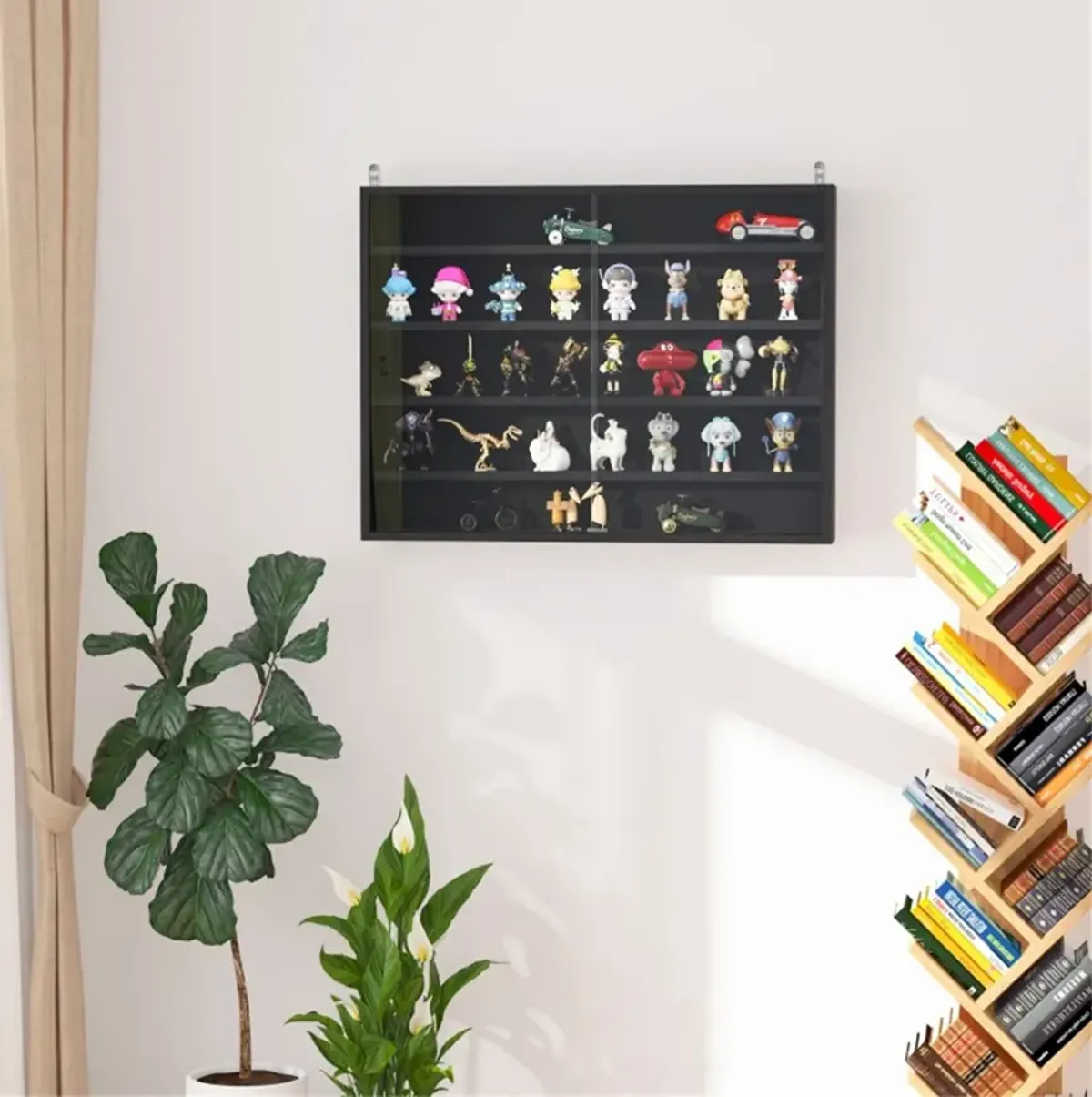 Modern Display Cabinet with Glass Shelves for Living Room or Office