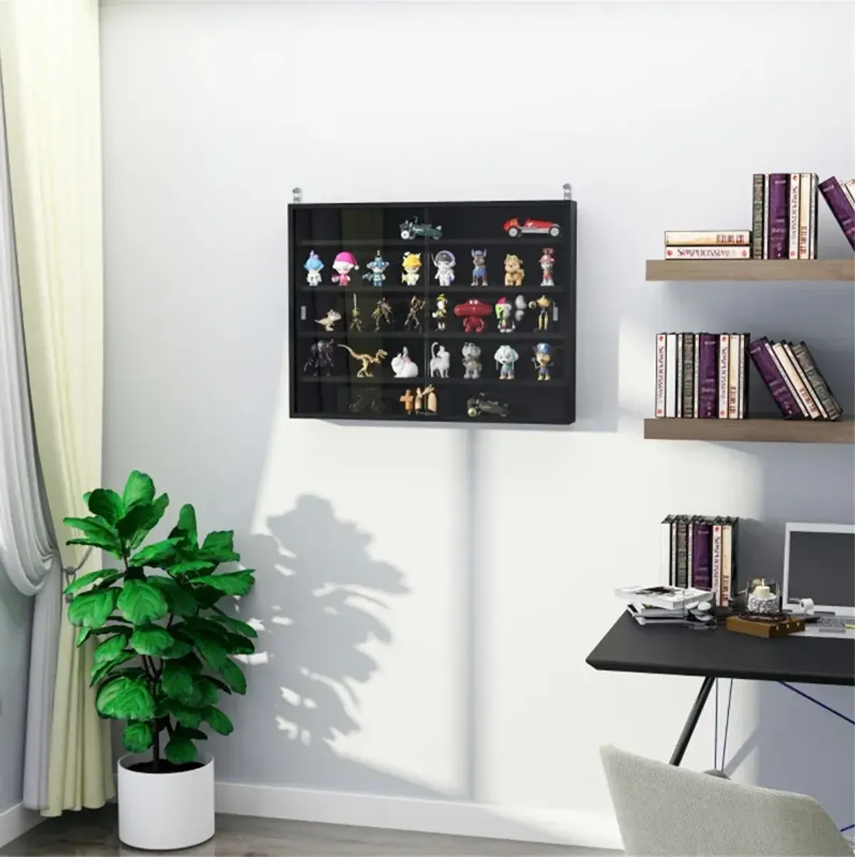 Modern Display Cabinet with Glass Shelves for Living Room or Office