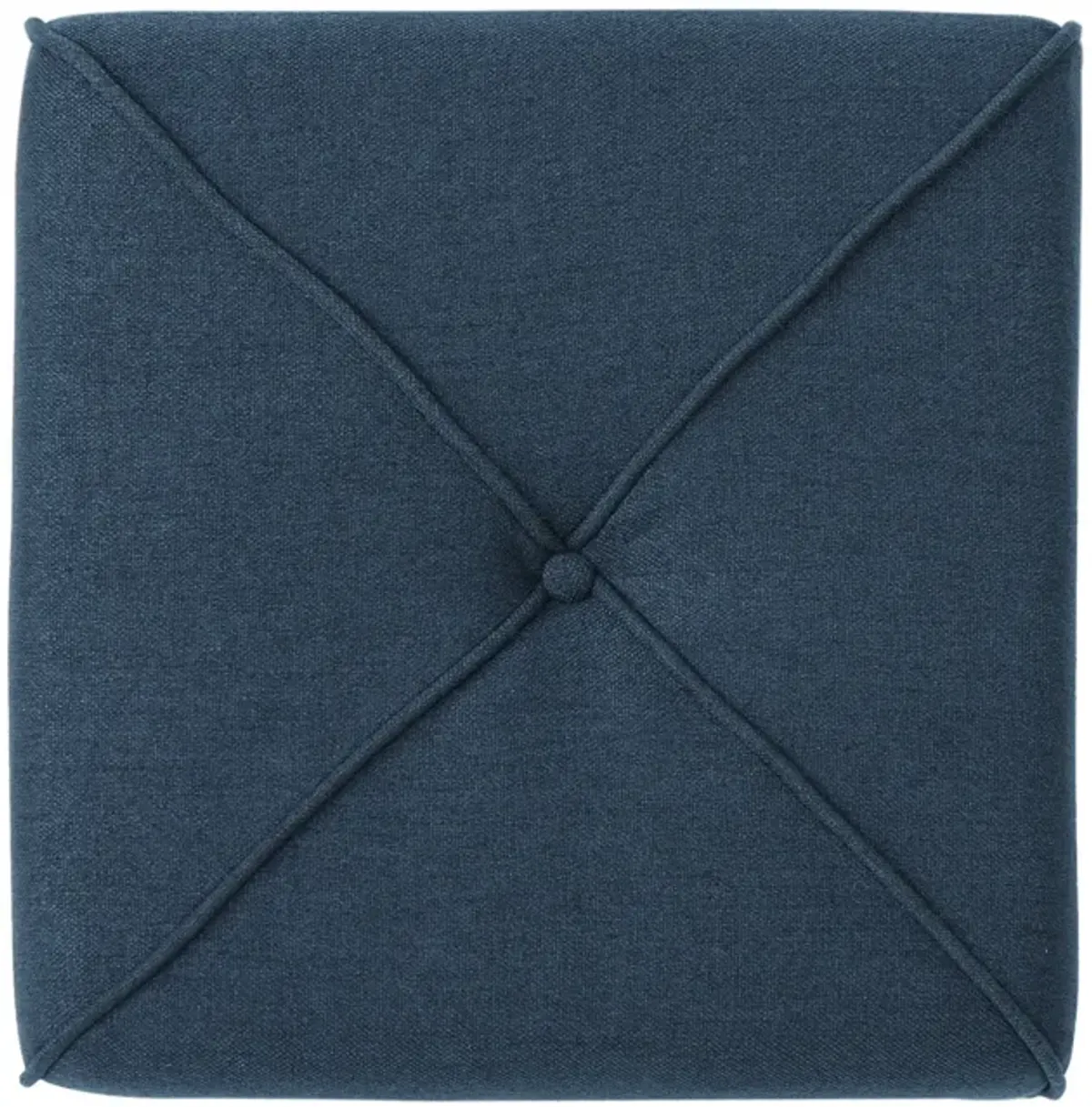 Liasa Ottoman, Navy Blue Fabric, Cube Shaped Plush Cushion, 17 Inch -Benzara