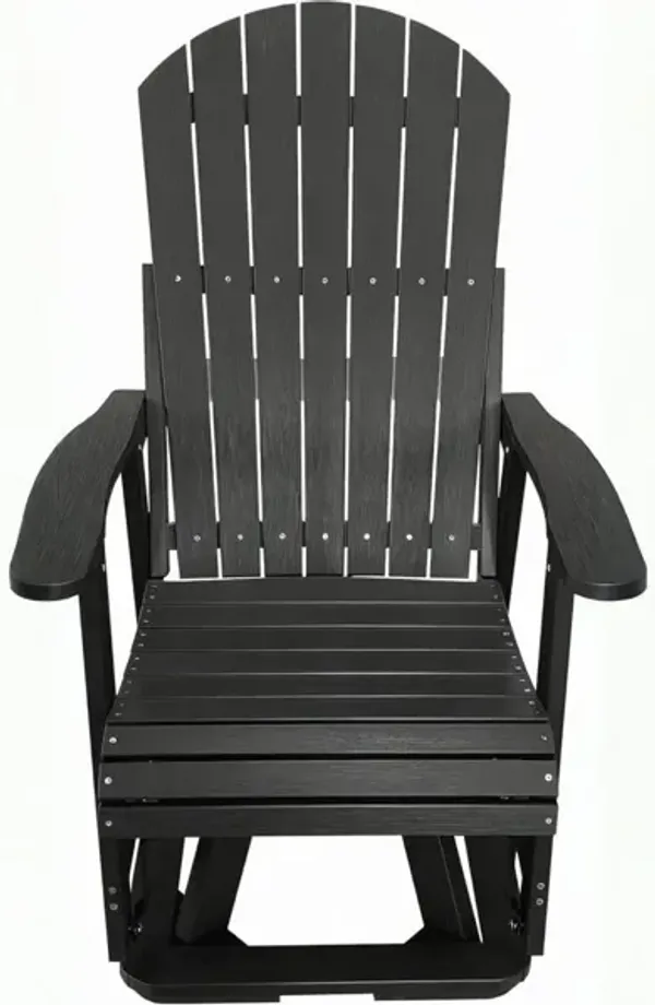 HIPS 360 Degree Swivel Patio Glider, Poly Lumber Weather Resistant Outdoor Chair, for Patio, Porch, Yard (Black)