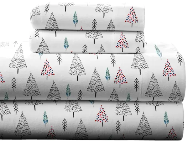 Pointehaven 180 GSM 100% Cotton Northwoods Printed Flannel Deep Pocket 4 pc Sheet Set, California King