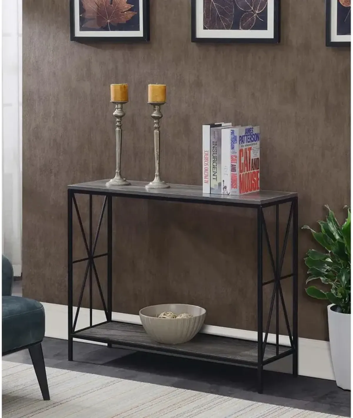 Convenience Concepts Tucson Starburst Console Table with Shelf