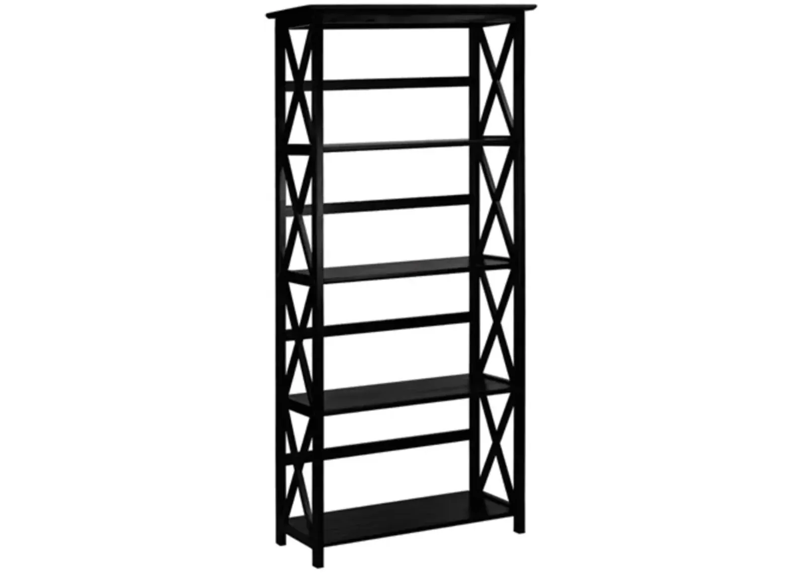 Tall 5 Tier Bookcase in Black Wood Finish