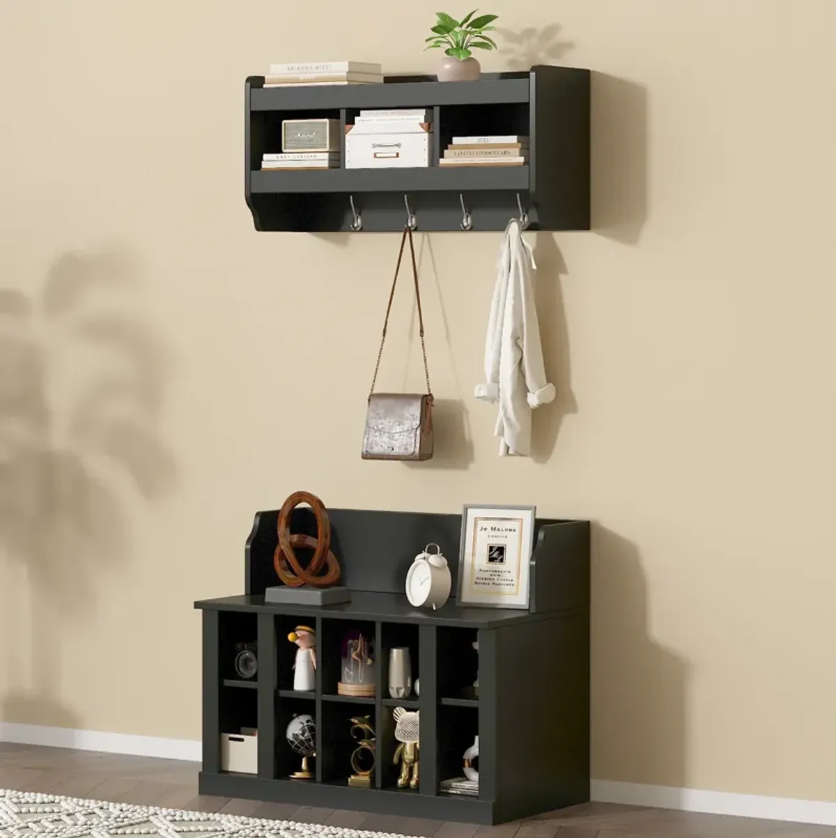 Merax 2 Pieces Shoe Storage Bench  and Hall Tree