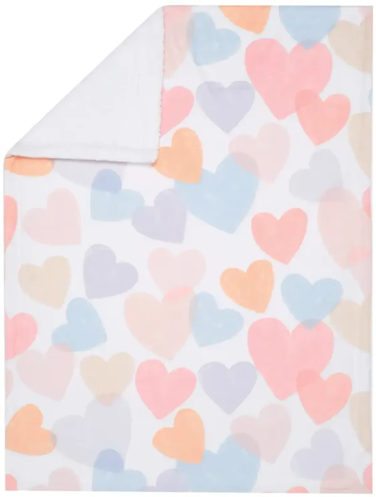 Bedtime Originals Rainbow Hearts White/Pink/Purple Soft Fleece Baby Blanket