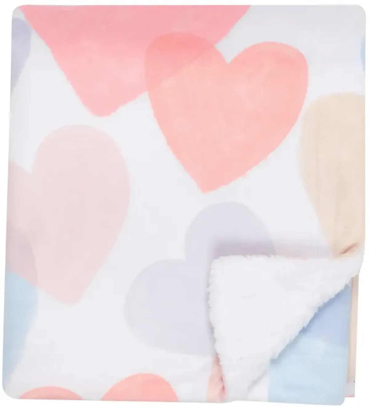 Bedtime Originals Rainbow Hearts White/Pink/Purple Soft Fleece Baby Blanket