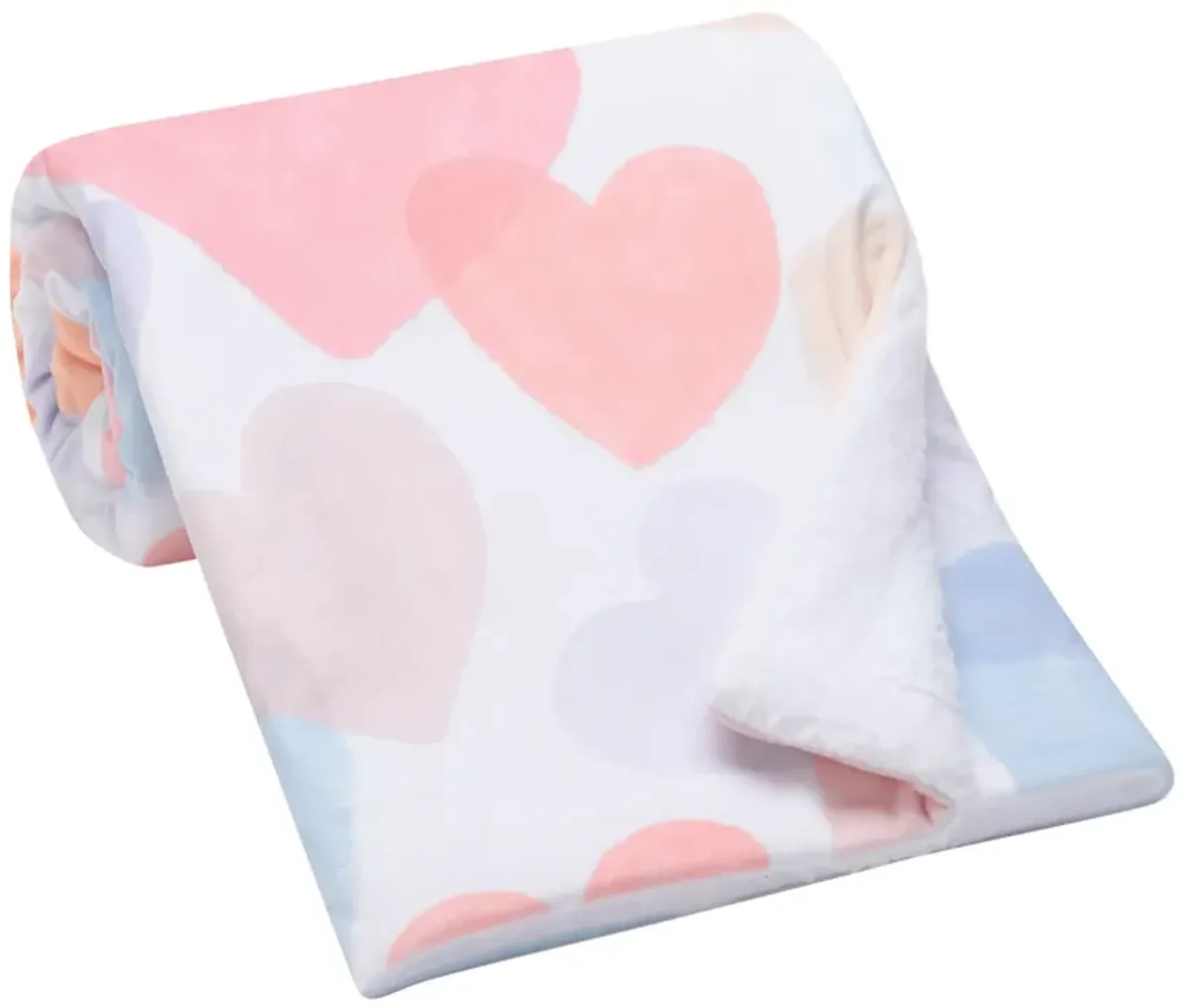 Bedtime Originals Rainbow Hearts White/Pink/Purple Soft Fleece Baby Blanket