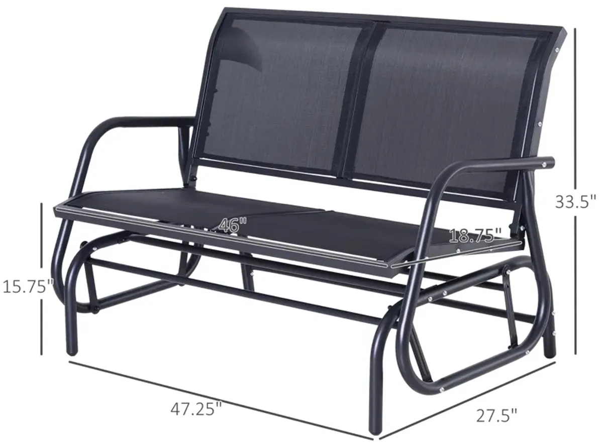 Outsunny 2-Person Outdoor Glider Bench, Patio Double Swing Rocking Chair Loveseat w/ Powder Coated Steel Frame for Backyard Garden Porch, Black