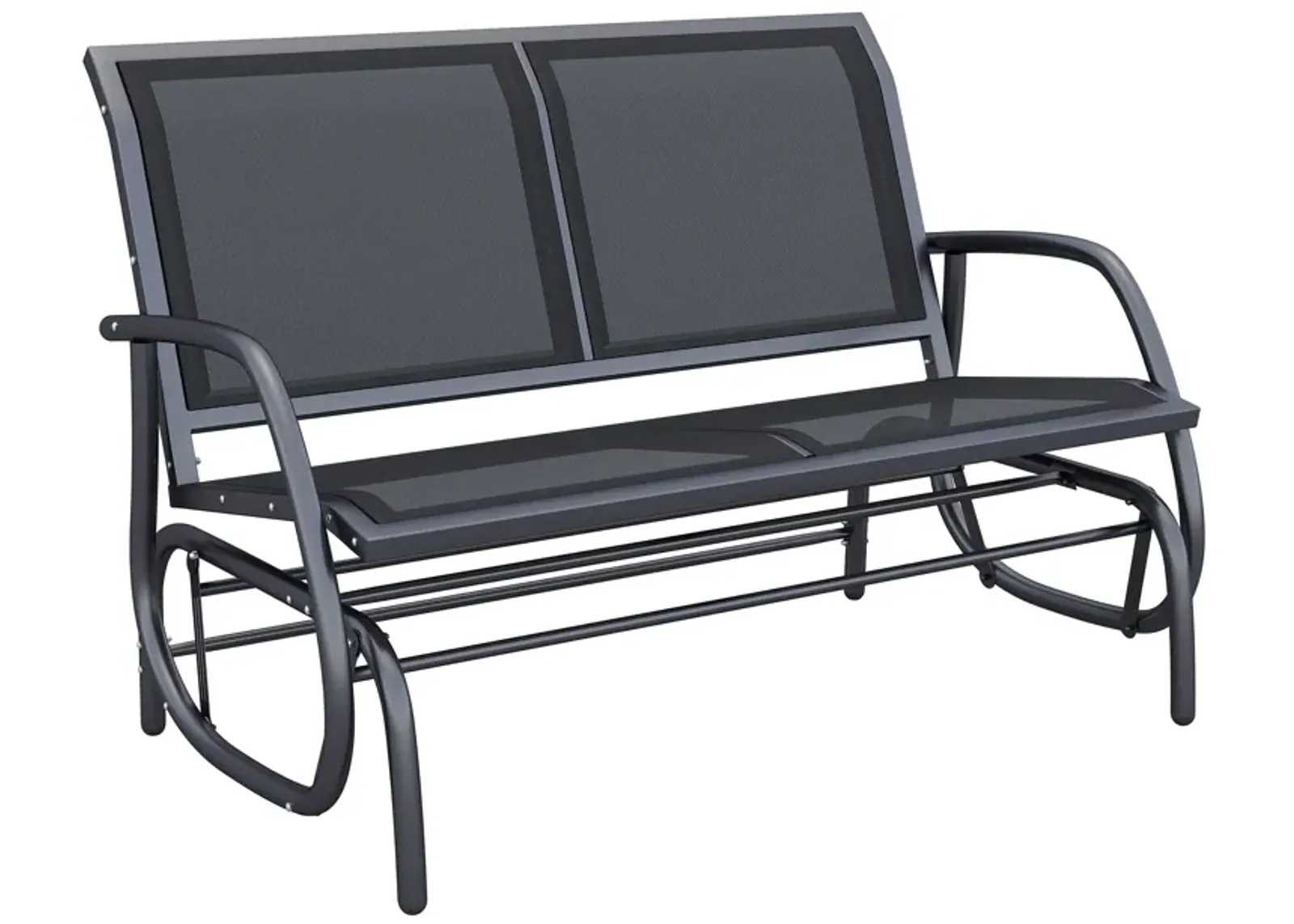 Outsunny 2-Person Outdoor Glider Bench, Patio Double Swing Rocking Chair Loveseat w/ Powder Coated Steel Frame for Backyard Garden Porch, Black