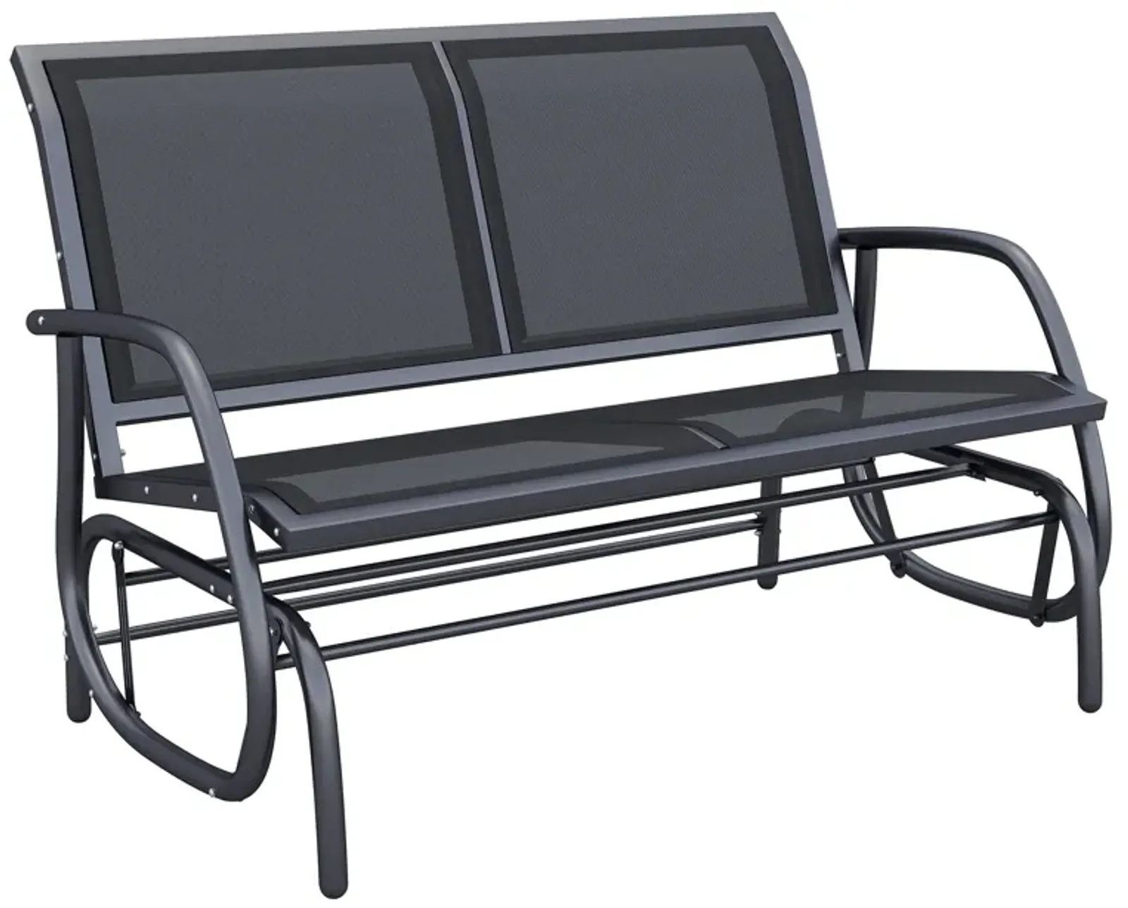 Outsunny 2-Person Outdoor Glider Bench, Patio Double Swing Rocking Chair Loveseat w/ Powder Coated Steel Frame for Backyard Garden Porch, Black