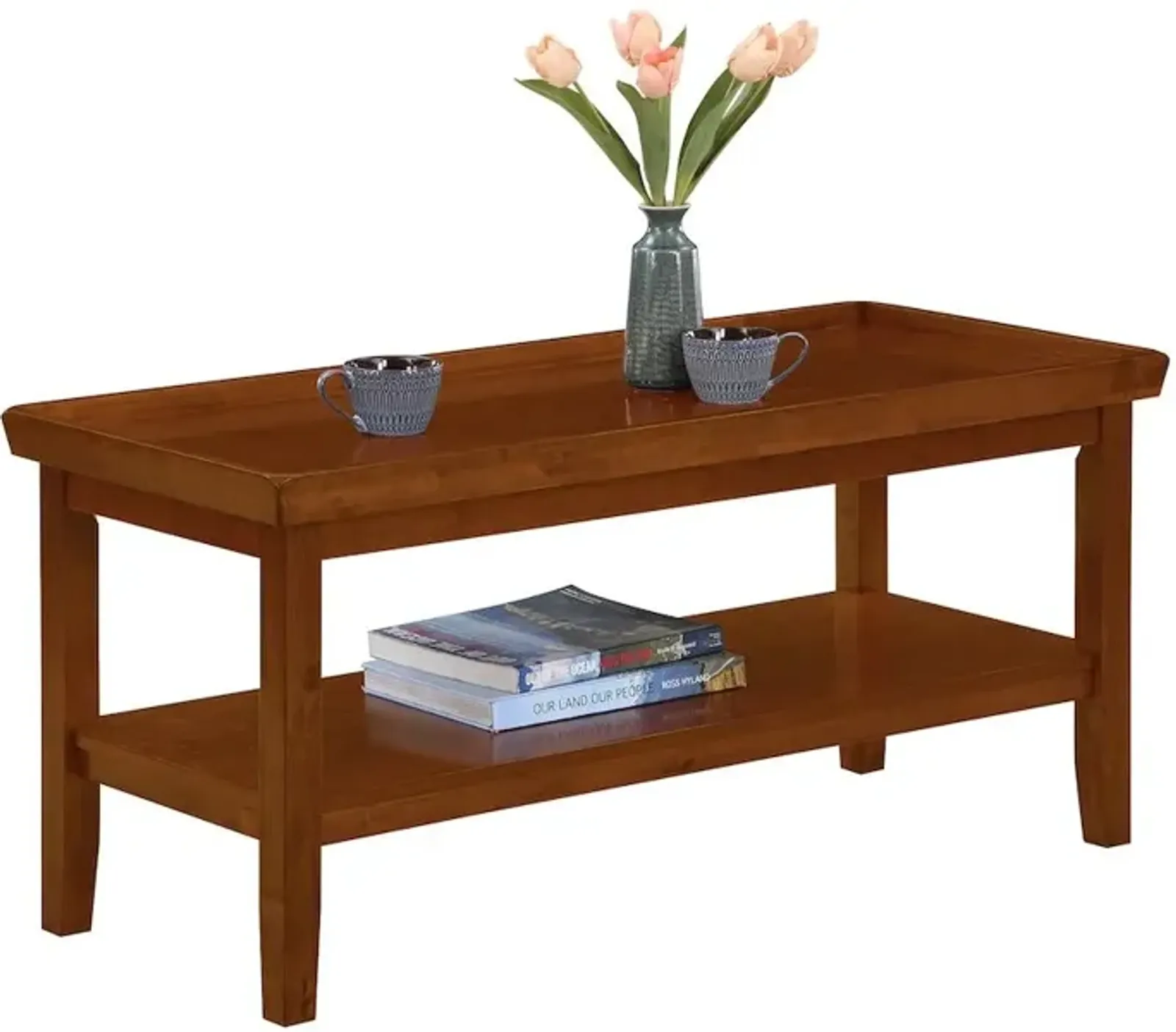 Convenience Concepts Ledgewood Coffee Table with Shelf, Cherry