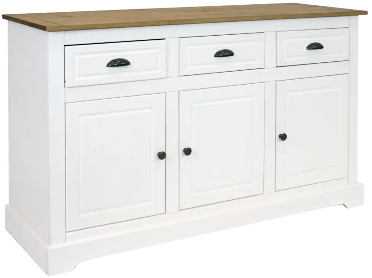 Sunnydaze Solid Pine Sideboard with 3 Drawers and 3 Doors - White - 32 in