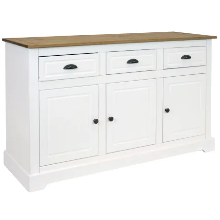 Sunnydaze Solid Pine Sideboard with 3 Drawers and 3 Doors - White - 32 in