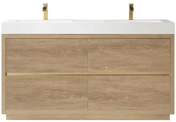Vinnova Design Double Sink Bath Vanity with White Composite Integral Square Sink Top