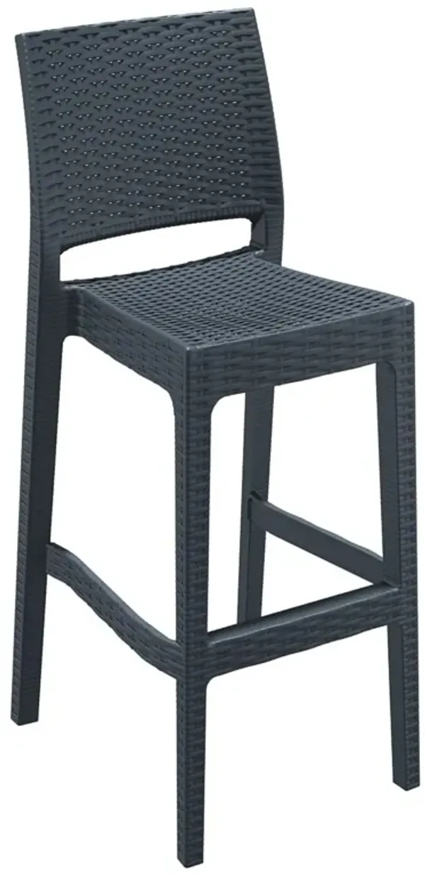 42.5" Coffee Brown Wickerlook Patio Bar Stool