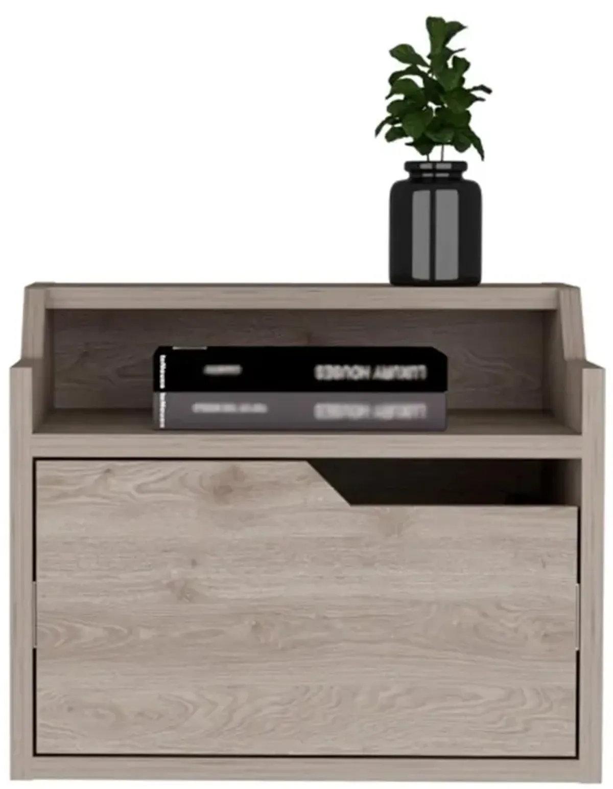 Floating Nightstand, Modern Dual-Tier Design with Spacious Single Drawer Storage