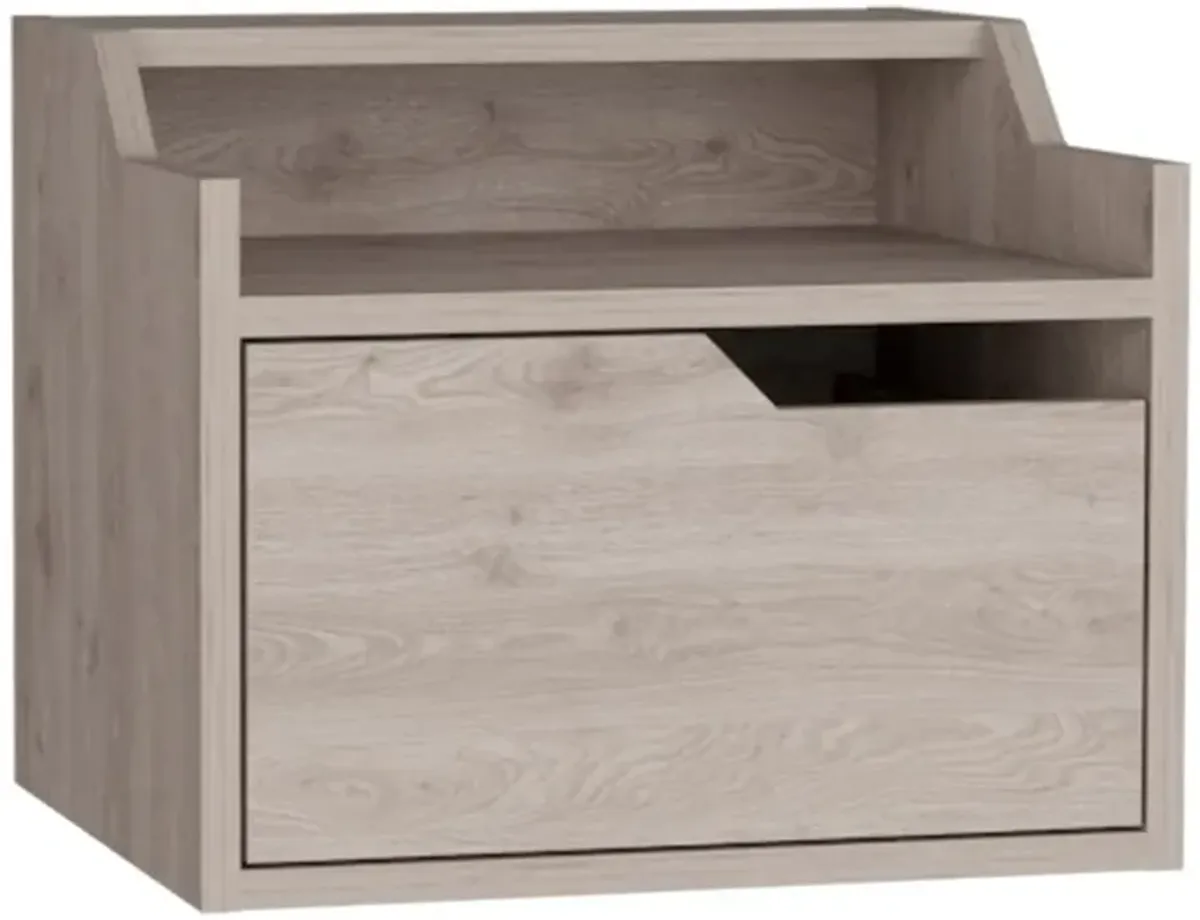 Floating Nightstand, Modern Dual-Tier Design with Spacious Single Drawer Storage