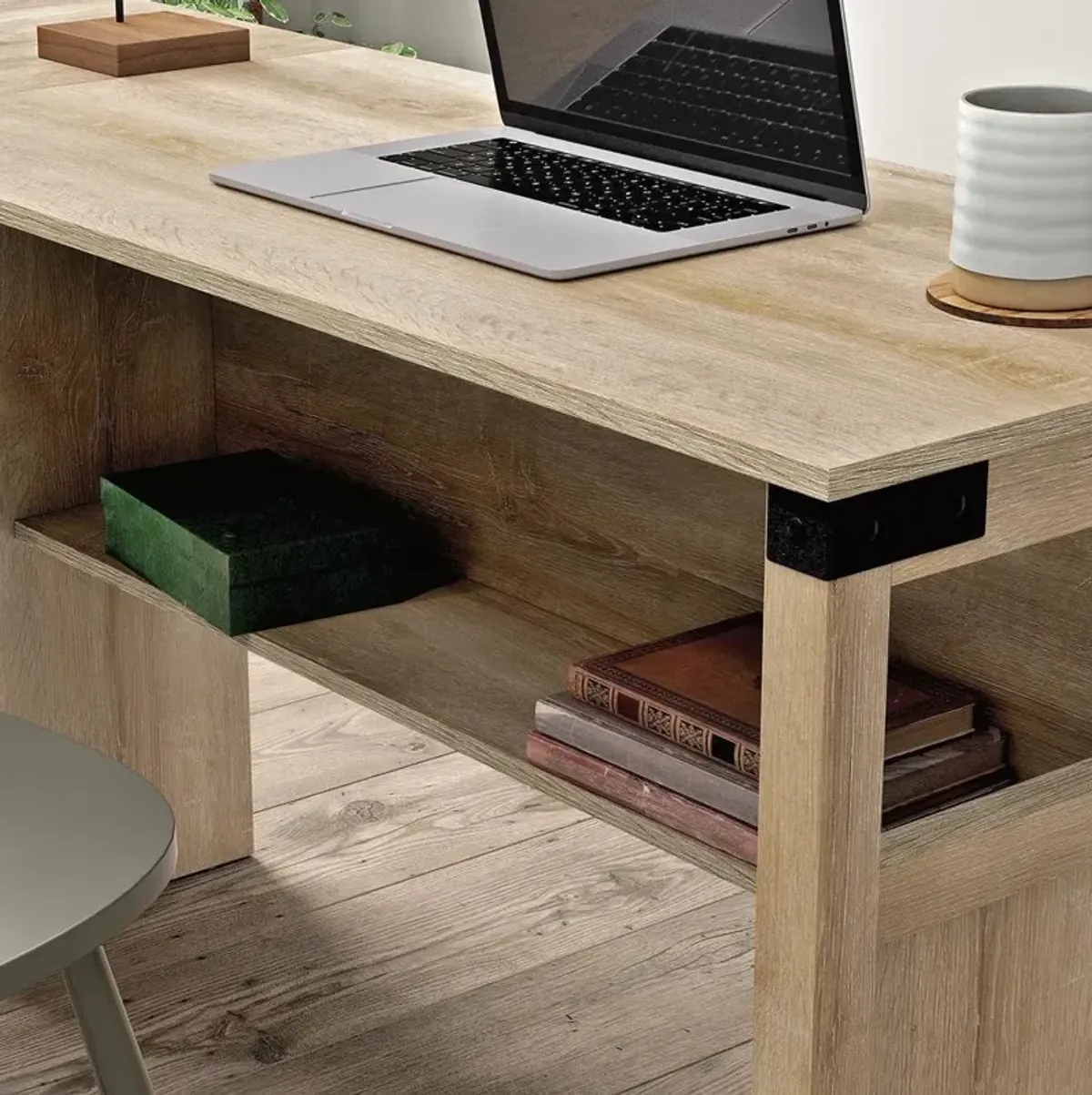 Sauder Bridge Acre Rustic Farmhouse L-Desk Oo