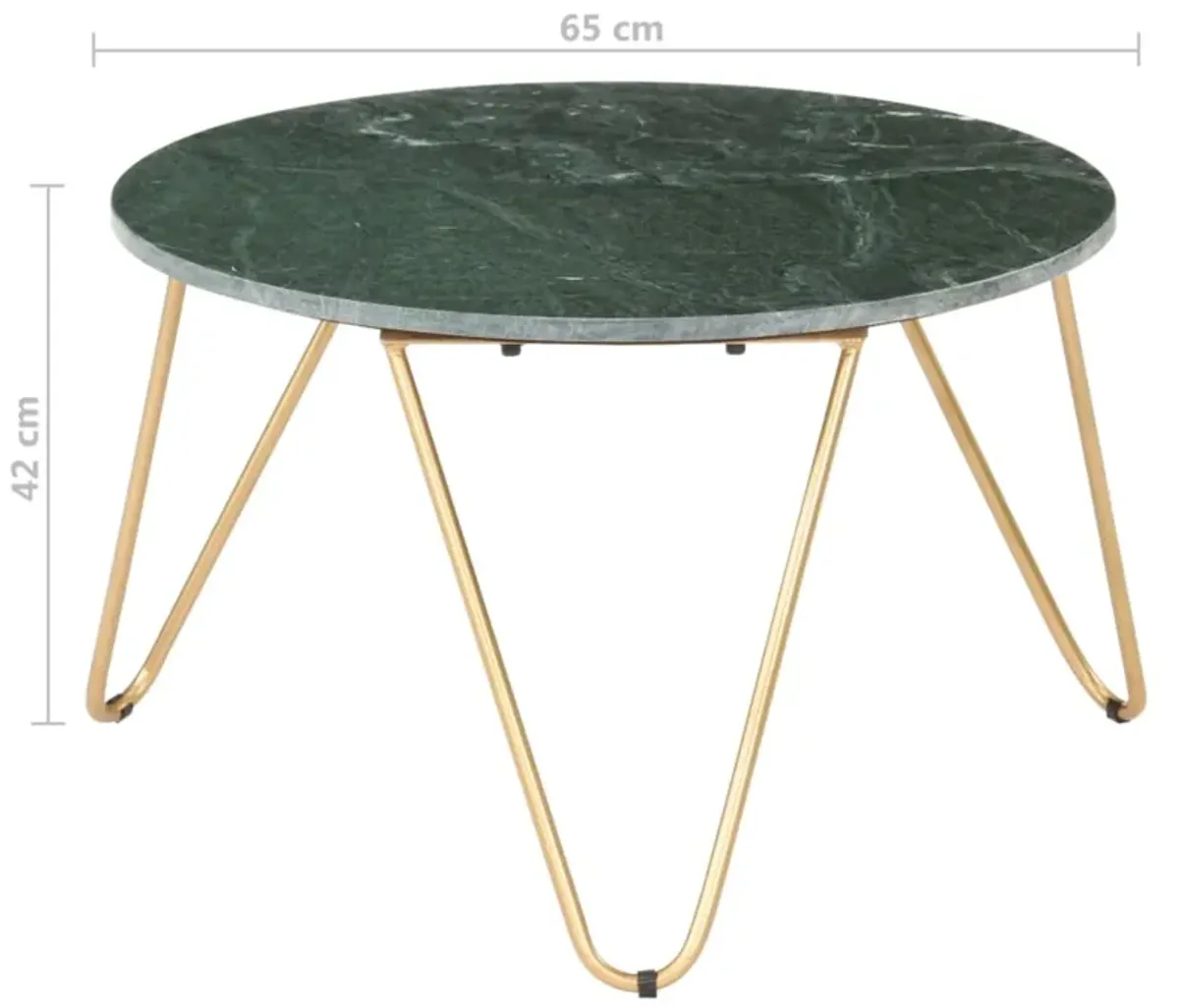 vidaXL Coffee Table Green 25.6"x25.6"x16.5" Real Stone with Marble Texture