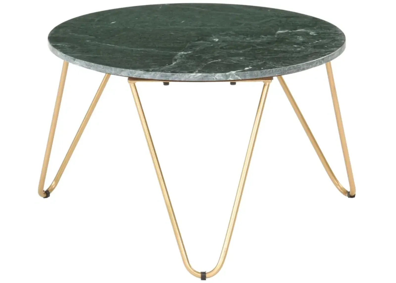 vidaXL Coffee Table Green 25.6"x25.6"x16.5" Real Stone with Marble Texture