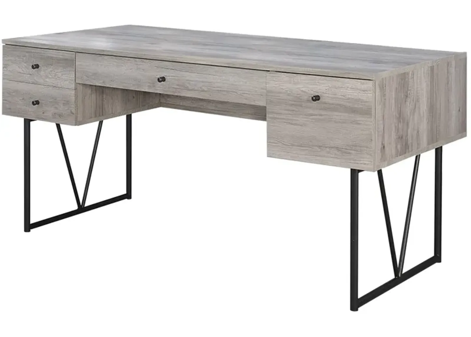 Chic Atelier Writing Desk 4 Drawer, Driftwood Gray-Benzara