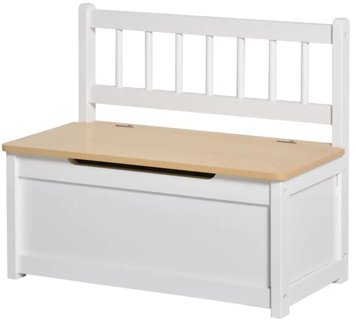 Kids 2-in-1 Wooden Toy Storage Box Seat Bench Storage Chest w/ Pneumatic Rod