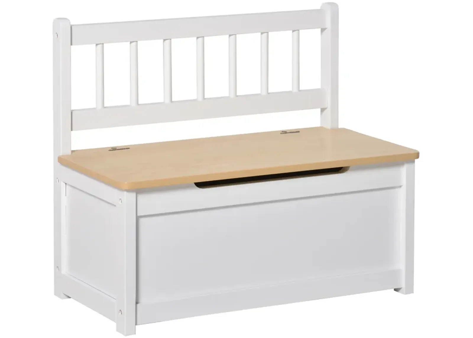 Kids 2-in-1 Wooden Toy Storage Box Seat Bench Storage Chest w/ Pneumatic Rod