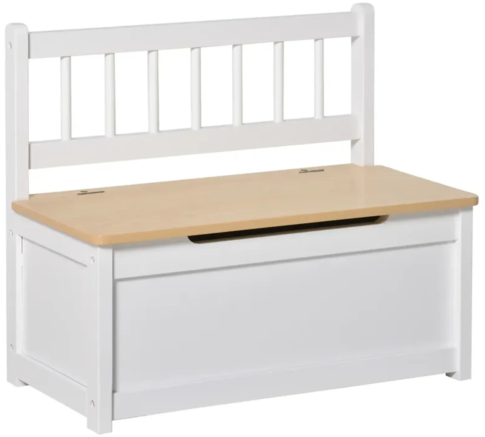 Kids 2-in-1 Wooden Toy Storage Box Seat Bench Storage Chest w/ Pneumatic Rod